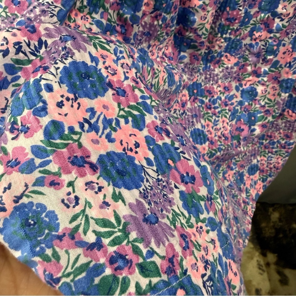 Vineyard Vines Size XS Floral Puff Sleeve Blouse - Blue and Pink - Picture 6 of 8